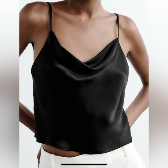 Zara Black Satin Camisole tank top - Picture 2 of 7